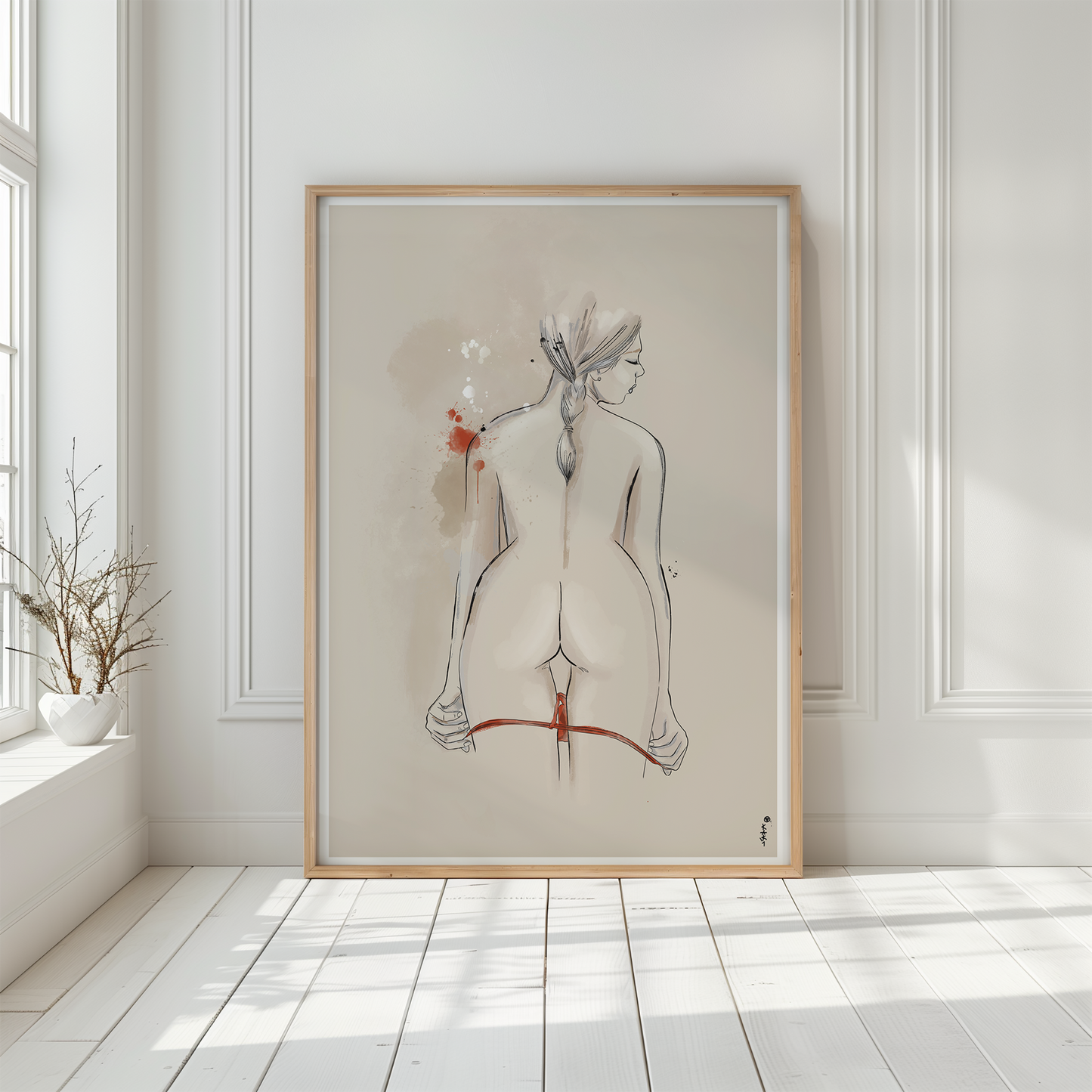 Sensual Watercolor Line Art Print - Sensual Woman Wall Art - Sensual Strokes