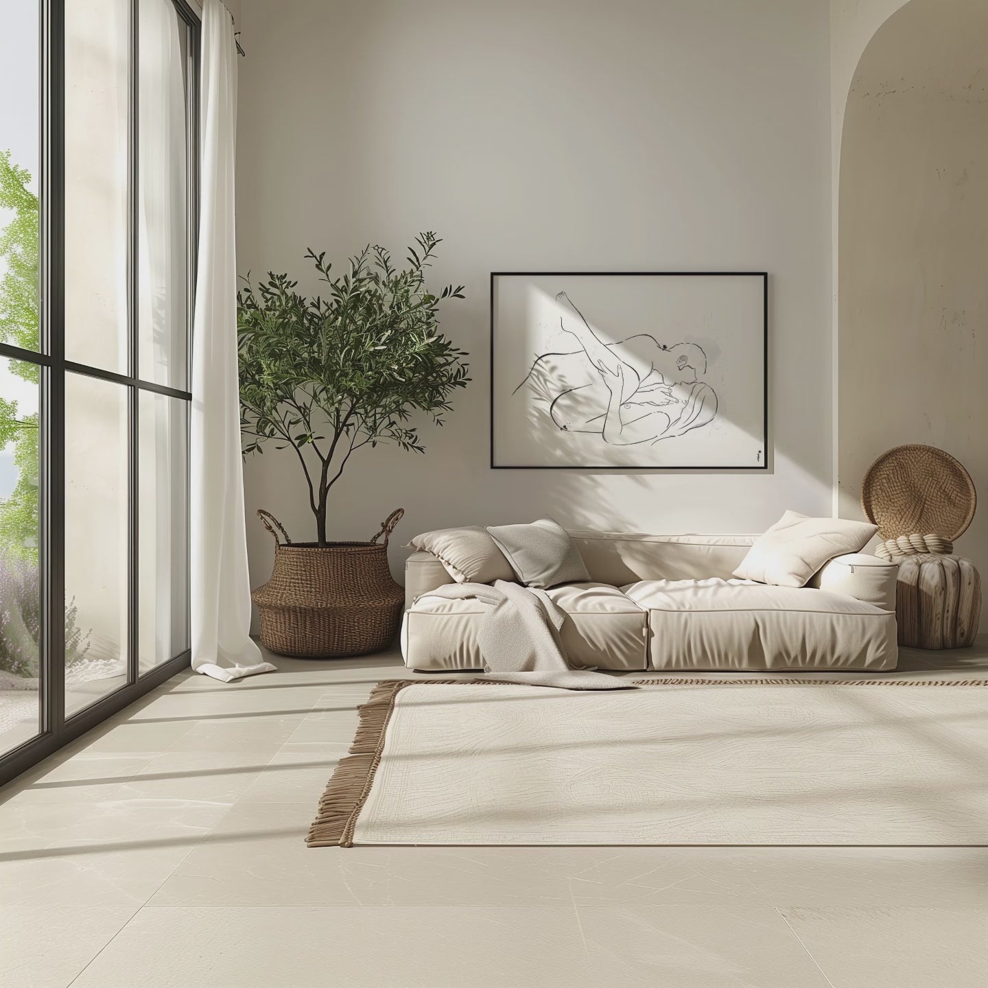 Video mockup with a digital downloadable erotic art illustration, featuring simple, elegant nudes and erotica